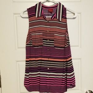 Sleeveless button down striped shirt